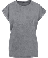 Women's acid washed extended shoulder tee